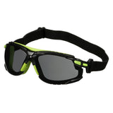 3M S1202SGAF-TSKT Solus 1000 Series Safety Glasses, Green Black, Gray Anti Fog Anti Scratch Lens, TPE Gasket with Strap (7100235154) (20 Pack) - 7