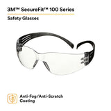 3M SF101AF-BLK SecureFit 100 Series, Black Temples, Clear Anti-Fog/Anti-Scratch Lens (7100238175)  - (100 Pack) - 6