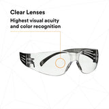 3M SF101AF-BLK SecureFit 100 Series, Black Temples, Clear Anti-Fog/Anti-Scratch Lens (7100238175)  - (100 Pack) - 7