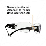 3M SF101AF-BLK SecureFit 100 Series, Black Temples, Clear Anti-Fog/Anti-Scratch Lens (7100238175)  - (100 Pack) - 8