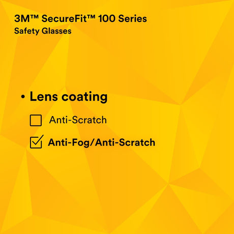 3M SF103AF-BLK SecureFit 100 Series, Black Temples, Amber Anti-Fog/Anti-Scratch Lens (7100238183)  - (20Pack) - 6