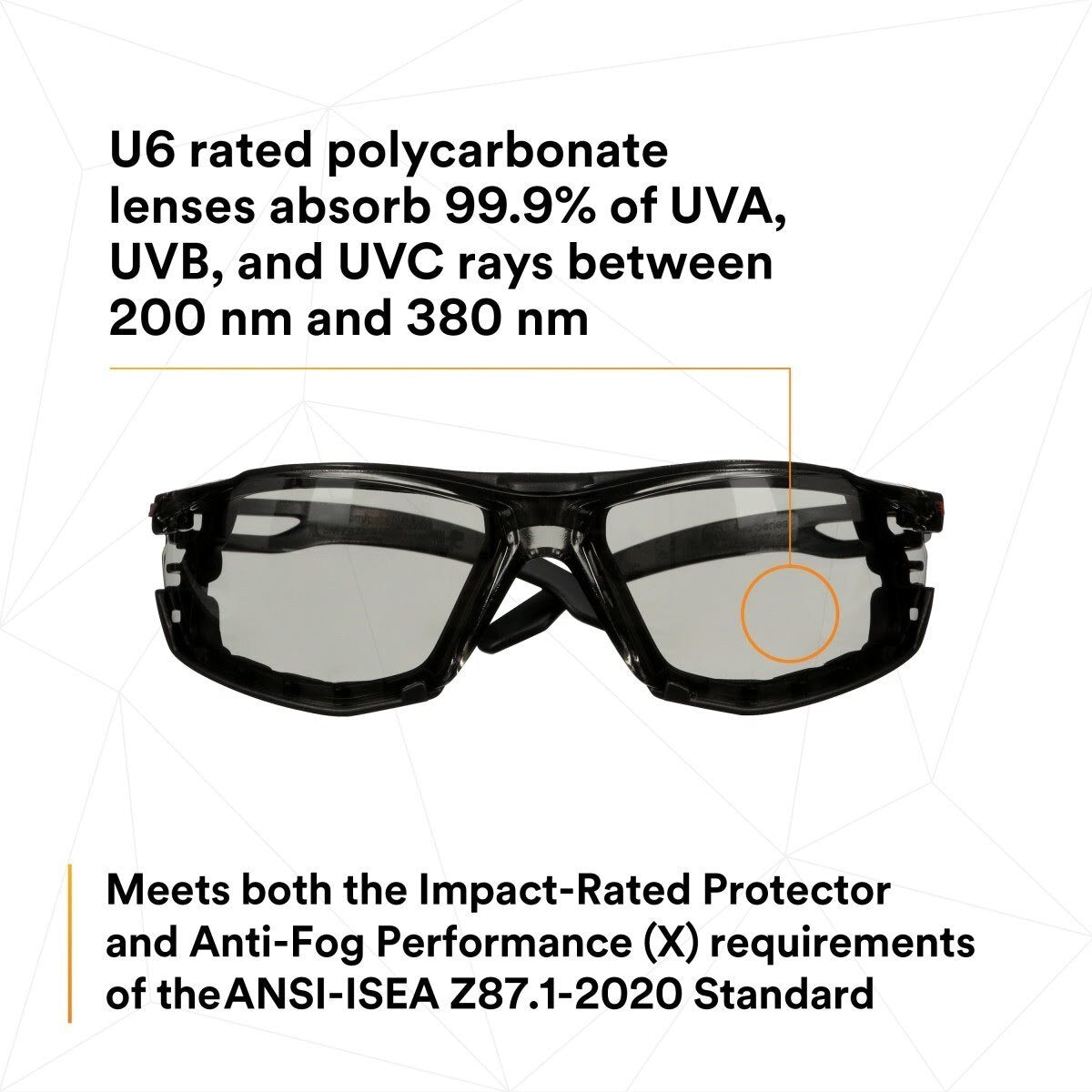 3M SF507SGAF-BLK-FM SecureFit 500 Series Safety Glasses, Anti-Fog Coating, Indoor/Outdoor Gray Lens, Black Frame with Foam Gasket (7100239092)  - (20 Pack) - 6
