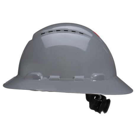 3M SecureFit Full Brim Hard Hat, Grey, Vented, 4-Point Pressure Diffusion Ratchet Suspension with UVicator (H-808SFV-UV) (7100239989)  - (20Pack) - 2