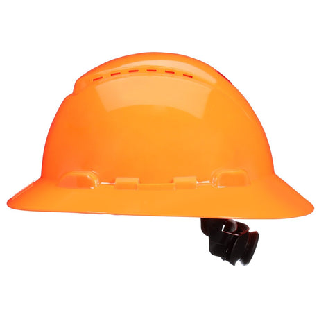 3M SecureFit Full Brim Hard Hat, Hi-Vis Orange, 4-Pt Pressure Diffusion Ratchet Suspension with UVicator (H-807SFV-UV) (7100240023)  - (20Pack) - 2