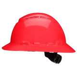 3M H-805SFV-UV SecureFit Full Brim Hard Hat, Red, Vented, 4-Point Pressure Diffusion Ratchet Suspension with Uvicator Sensor (7100240024)  - (20 Pack) - 2