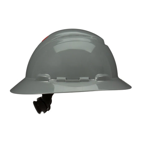 3M SecureFit Full Brim Hard Hat, Grey, Non-Vented, 4-Point Pressure Diffusion Ratchet Suspension, with UVicator Sensor, ANSI Z89.1 (H-808SFR-UV) (7100240025)  - (20Pack) - 5
