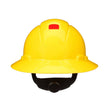 3M H-802SFR-UV SecureFit Full Brim Hard Hat, Yellow, Non-Vented, 4-Point Pressure Diffusion Ratchet Suspension, with UVicator Sensor (7100240029)  - (20 Pack)