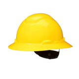 3M H-802SFR-UV SecureFit Full Brim Hard Hat, Yellow, Non-Vented, 4-Point Pressure Diffusion Ratchet Suspension, with UVicator Sensor (7100240029)  - (20 Pack) - 3