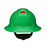 3M H-804SFR-UV SecureFit Full Brim Hard Hat, Green, Non-Vented, 4-Point Pressure Diffusion Ratchet Suspension, with Uvicator (7100240032)  - (20 Pack) - 2