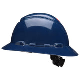 3M SecureFit Full Brim Hard Hat, Vented with UVicator Sensor, Navy Blue, 4-Pt Pressure Diffusion Ratchet Suspension, Medium (H-810SFV-UV) (7100240036)  - (20Pack) - 2