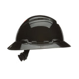 3M SecureFit Full Brim Hard Hat, Black, 4-Point Pressure Diffusion Ratchet Suspension, with Uvicator (H-812SFR-UV) (7100240039)  - (20Pack) - 4