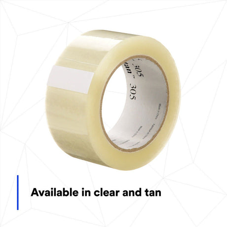 3M 305 Box Sealing Tape, Clear, Light Duty, Acrylic, 1-7/8 in x 109.36 yd (7100241143) (36 Pack) - 7