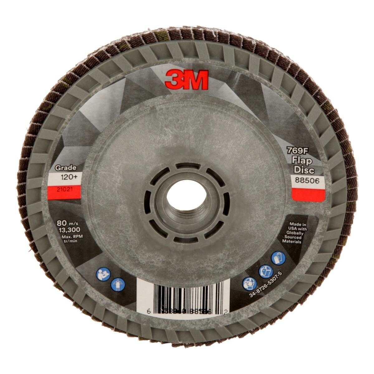 3M 769F Flap Disc, T29 Quick Change, Precision Shaped Ceramic, 120+, Purple, 4-1/2 in x 5/8 in-11 (7100242990)  - (10Pack)
