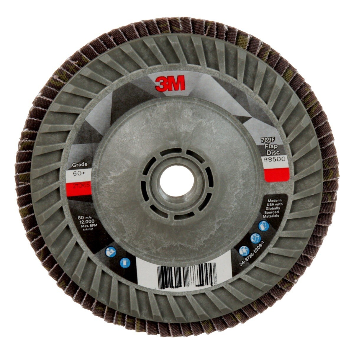 3M Flap Disc 769F Type 29 Quick Change, 60+, Purple, 5 in x 5/8 in-11 Threaded Ceramic Precision-Shaped Grain Grinding and Finishing Disc for Carbon Steel and Stainless Steel (7100242991)  - (10Pack)