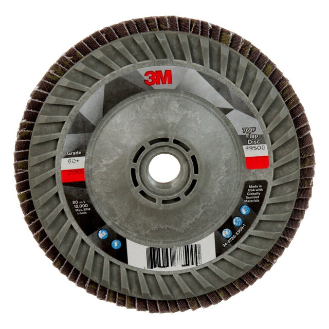 3M Flap Disc 769F Type 29 Quick Change, 60+, Purple, 5 in x 5/8 in-11 Threaded Ceramic Precision-Shaped Grain Grinding and Finishing Disc for Carbon Steel and Stainless Steel (7100242991)  - (10Pack)