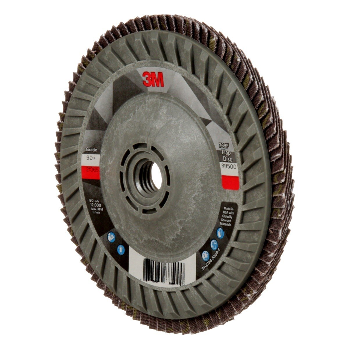3M Flap Disc 769F Type 29 Quick Change, 60+, Purple, 5 in x 5/8 in-11 Threaded Ceramic Precision-Shaped Grain Grinding and Finishing Disc for Carbon Steel and Stainless Steel (7100242991)  - (10Pack) - 5