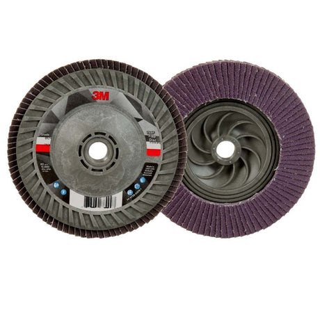 3M 769F Flap Disc , Type 29, 80+ Grit, 5 in x 5/8-11 Thread, Precision-Shaped Ceramic Grain for Grinding and Finishing on Carbon and Stainless Steel (7100242992) - 2