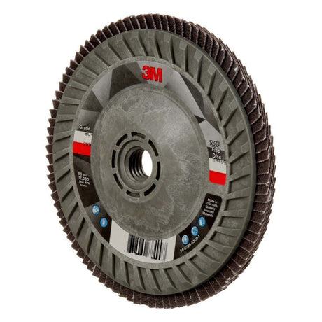 3M 769F Flap Disc , Type 29, 80+ Grit, 5 in x 5/8-11 Thread, Precision-Shaped Ceramic Grain for Grinding and Finishing on Carbon and Stainless Steel (7100242992) - 5