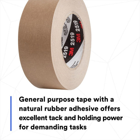 3M 2519 High Performance Flatback Tape, Tan, Kraft Paper Backing, 48 mm x 55 m (7100243535) (24 Pack) - 8