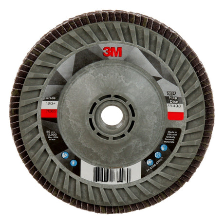 3M 769F Flap Disc, T29 Quick Change, Precision Shaped Ceramic 120 Plus Purple, 5 in x 5/8 in-11 (7100243778)  - (250Pack)