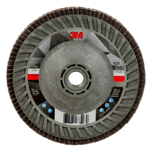 3M 769F Flap Disc, T29 Quick Change, Precision Shaped Ceramic 120 Plus Purple, 5 in x 5/8 in-11 (7100243778)  - (250Pack)