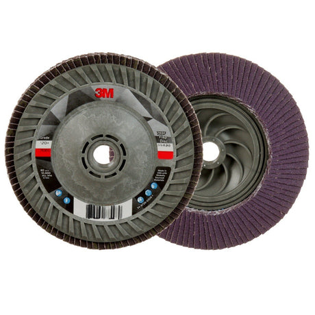 3M 769F Flap Disc, T29 Quick Change, Precision Shaped Ceramic 120 Plus Purple, 5 in x 5/8 in-11 (7100243778)  - (250Pack) - 2