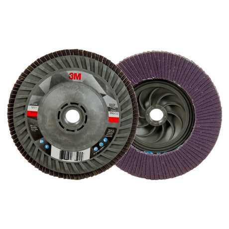 3M 769F Flap Disc, T27 Quick Change, Threaded 5 in x 5/8 in-11, Precision Shaped Ceramic, 120+, Purple (7100243781)  - (10 Pack) - 2