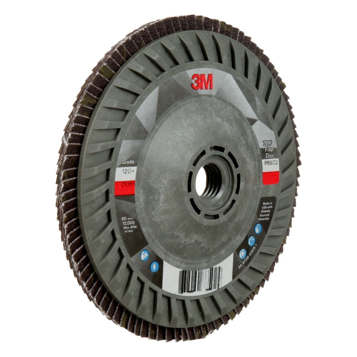 3M 769F Flap Disc, T27 Quick Change, Threaded 5 in x 5/8 in-11, Precision Shaped Ceramic, 120+, Purple (7100243781)  - (10 Pack) - 3