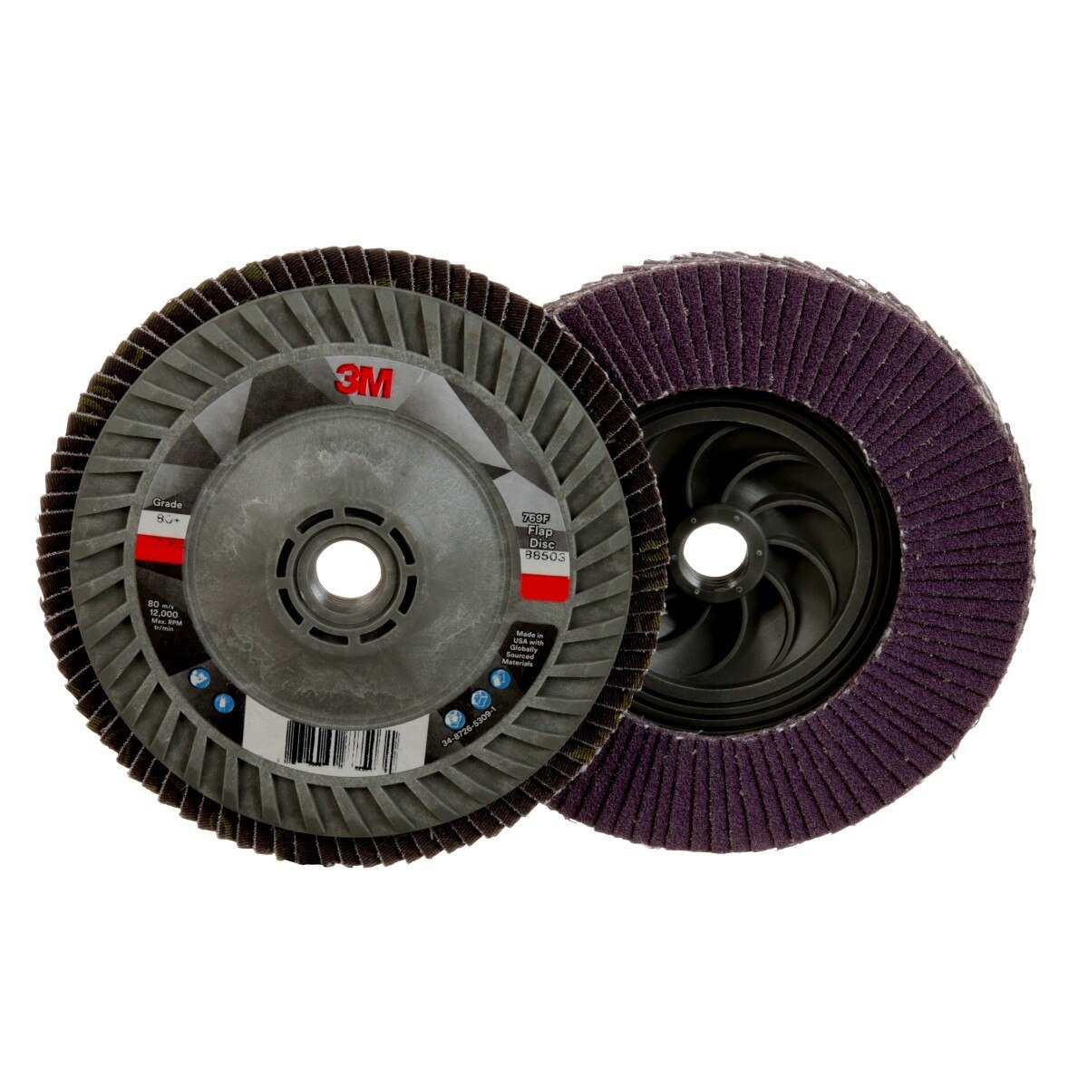 3M 769F Flap Disc, T27 Quick Change, 80+, Purple, 5 in x 5/8 in-11 (7100243782)  - (250Pack) - 2