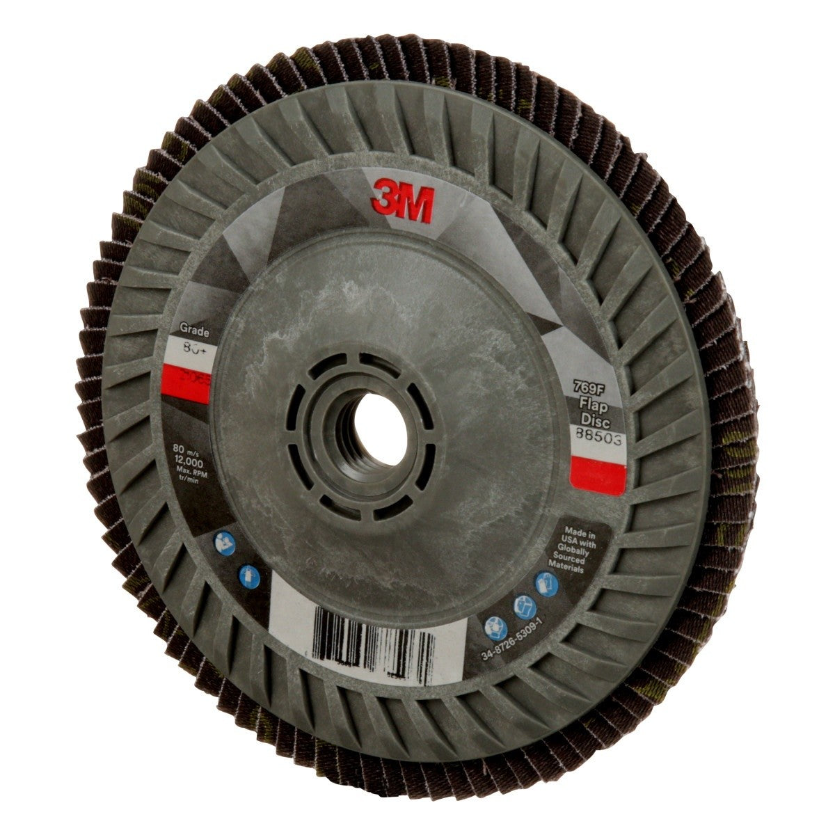 3M 769F Flap Disc, T27 Quick Change, 80+, Purple, 5 in x 5/8 in-11 (7100243782)  - (250Pack) - 5