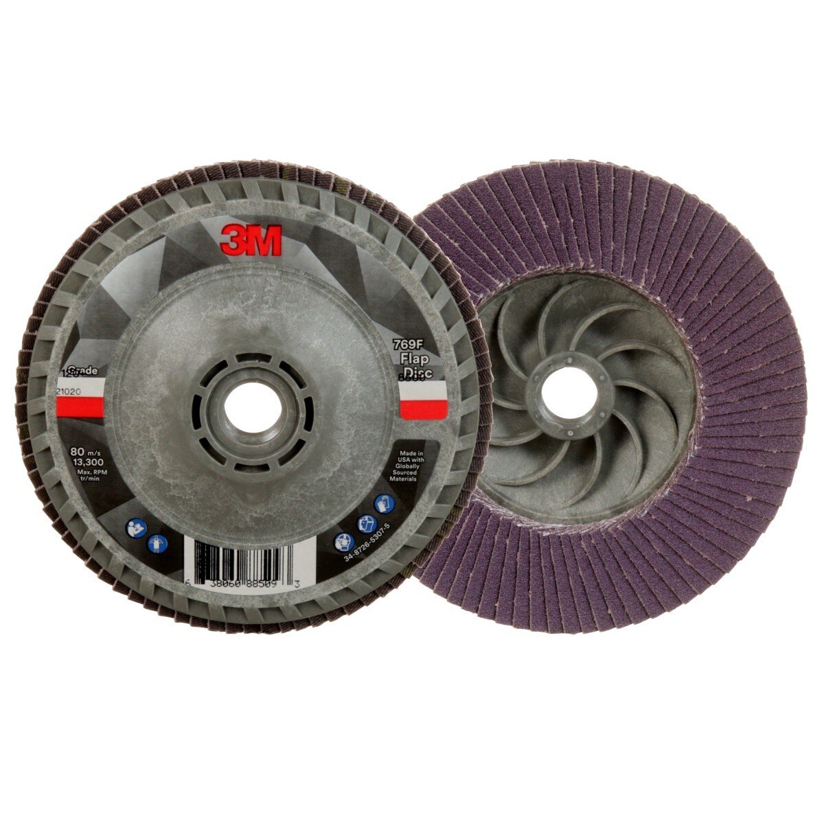 3M 769F Flap Disc, T27 Quick Change, 120 Plus, Purple, 4-1/2 in x 5/8 in-11 (7100243875)  - (10Pack) - 2