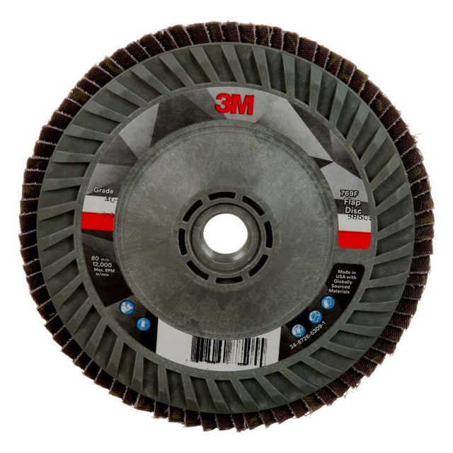 3M 769F Flap Disc Type 27 Quick Change 40+ Ceramic Precision-Shaped Grain for Grinding and Finishing on Carbon and Stainless Steel (5 in x 5/8-11) (7100243883)  - (10Pack)