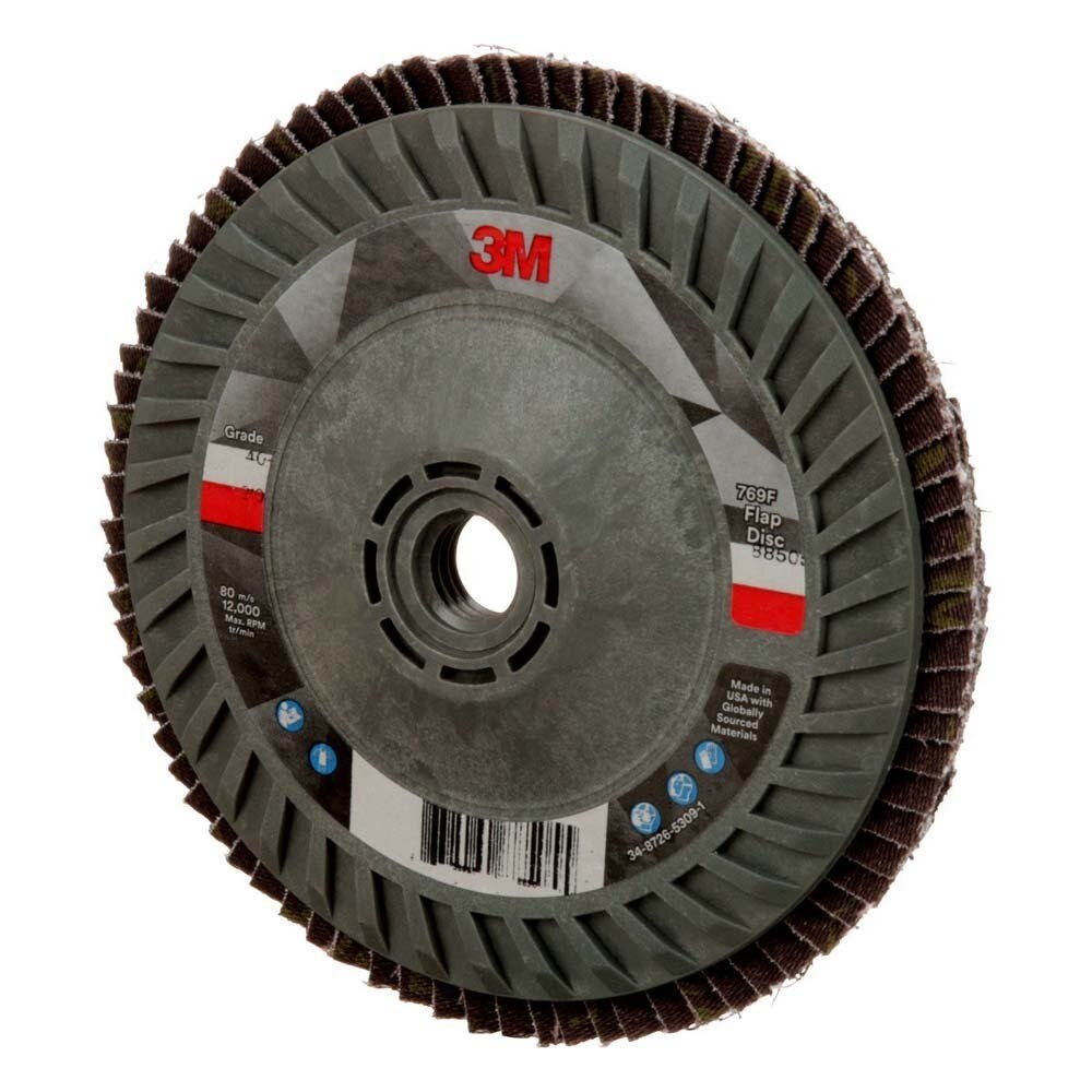 3M 769F Flap Disc Type 27 Quick Change 40+ Ceramic Precision-Shaped Grain for Grinding and Finishing on Carbon and Stainless Steel (5 in x 5/8-11) (7100243883)  - (10Pack) - 5