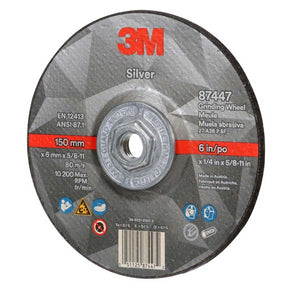 3M 87447 Silver Depressed Center Grinding Wheel, 36+, T27 Quick Change, 6 in x 1/4 in x 5/8 in-11 (7100244821) (20 Pack)