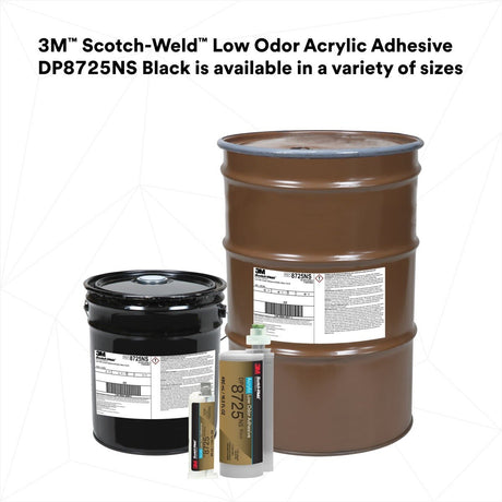 3M Scotch-Weld Low Odor Acrylic Adhesive, Non Sag Two Part Structural, Non Flammable, Black, 45 mL Duo Pak (DP8725NS) (7100244858)  - (12Pack) - 5