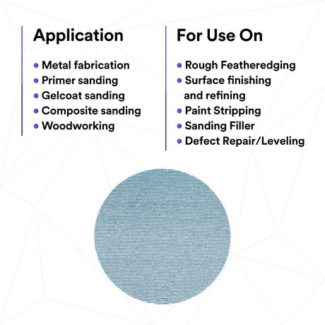 3M 310W Xtract Clean Sanding Net Disc, 320+, Blue, 5 in x NH, Die 500X, Hook and Loop (7100247522) (500 Pack) - 3