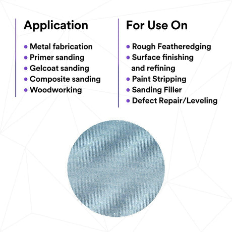3M 310W Xtract Hookit Net Disc, 180+, Blue, 5 in x NH, Die 500X, for Metal Wood Composites (7100247523) (500 Pack) - 5