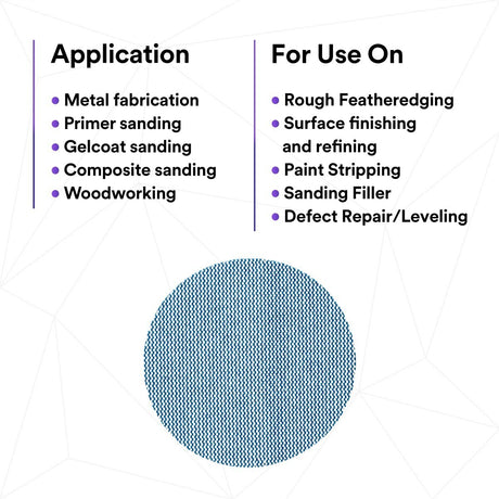 3M 310W Xtract Hookit Clean Sanding Net Disc, 220+, Blue, 3 in x NH, Die 300V (88434) (7100247530) (500 Pack) - 7