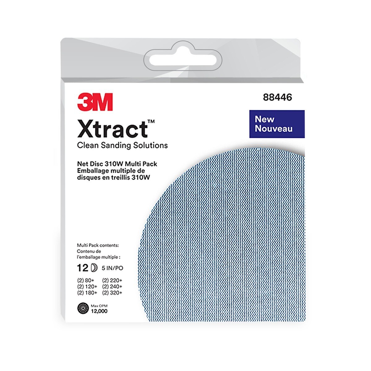 3M 310W Xtract Hookit Net Disc, 5 in, Assorted Grades 80+ 120+ 180+ 220+ 240+ 320+ (7100250825) (240 Pack)