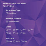 3M 310W Xtract Net Disc 120+ 8 in Die 800L Hook and Loop Sanding Discs Virtually Dust-Free for Metal, Wood, Composites, Stock Removal and Fine Finishing (7100252819) (50 Pack) - 9