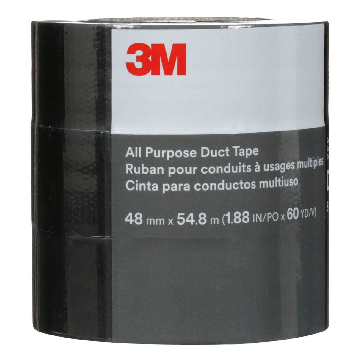 3M DT8 All Purpose Duct Tape, Black, 1-7/8 in x 60 yd, 8 mil (7100253082) (24 Pack) - 3