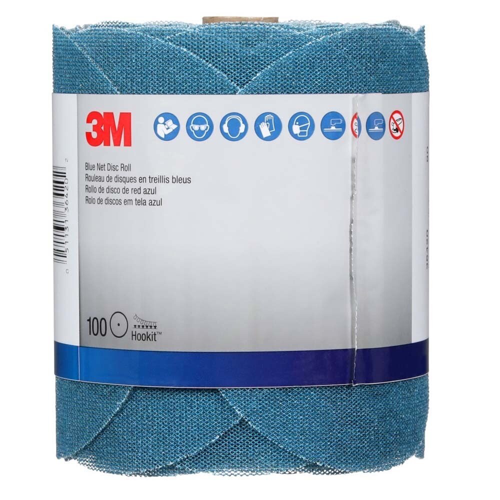 3M 36420 Blue Net Disc Roll , 6 in, 80+ Grade, Best in Class, Virtually Dust-Free, Abrasive Sheet Roll (7100253742)  - (8Pack) - 6