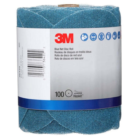 3M 36420 Blue Net Disc Roll , 6 in, 80+ Grade, Best in Class, Virtually Dust-Free, Abrasive Sheet Roll (7100253742)  - (8Pack) - 7