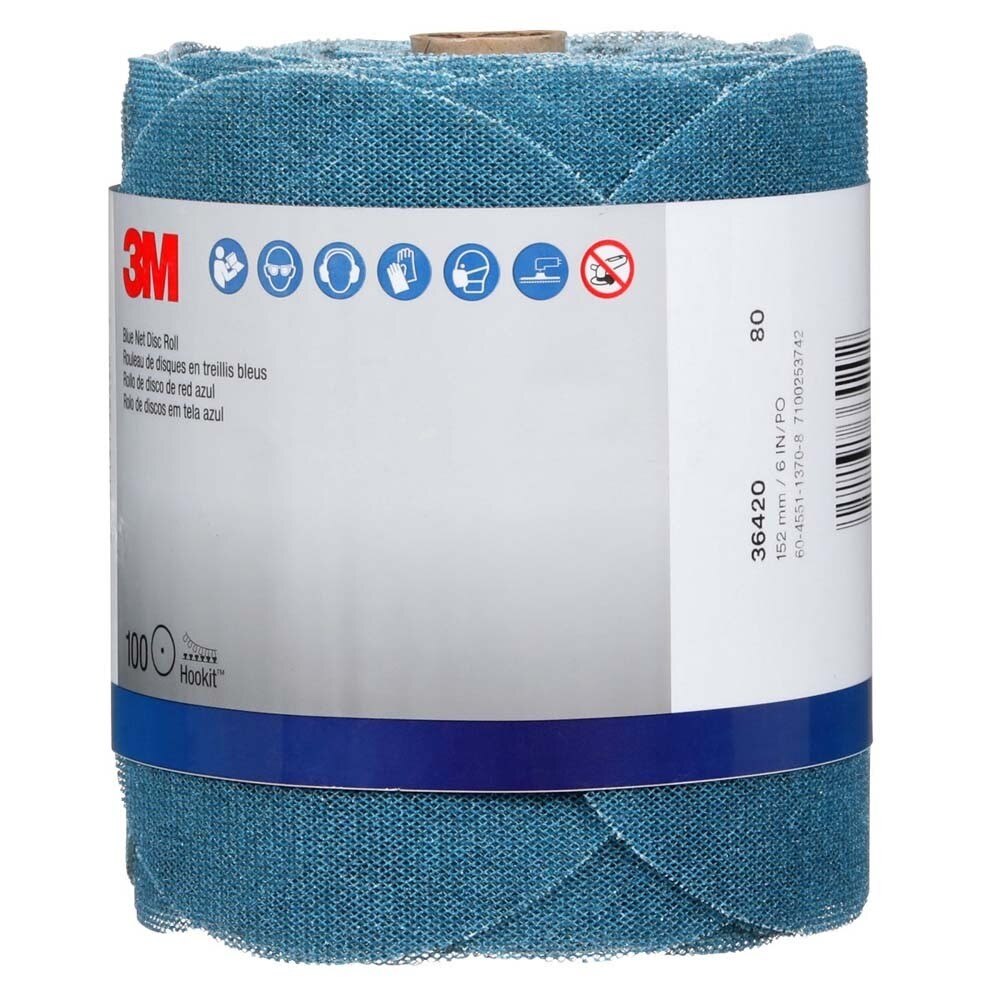 3M 36420 Blue Net Disc Roll , 6 in, 80+ Grade, Best in Class, Virtually Dust-Free, Abrasive Sheet Roll (7100253742)  - (8Pack) - 8