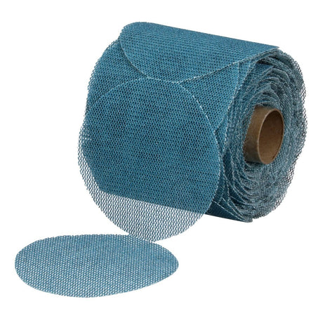 3M Hookit Blue Net Disc Roll, Hook and Loop, Aluminum Oxide 120 Grit, Blue, 3 in, 100 Discs per Roll (36450) (7100254365)