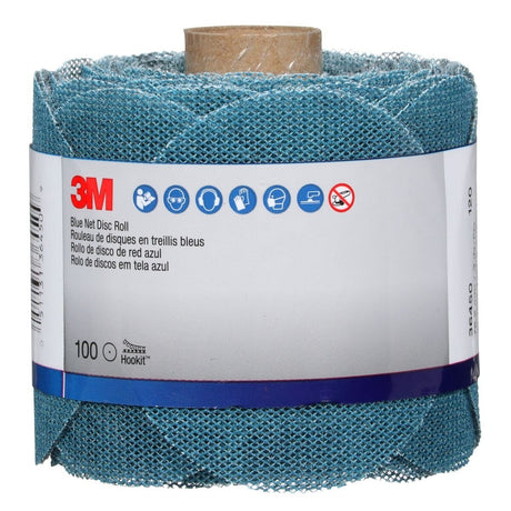 3M Hookit Blue Net Disc Roll, Hook and Loop, Aluminum Oxide 120 Grit, Blue, 3 in, 100 Discs per Roll (36450) (7100254365) - 2