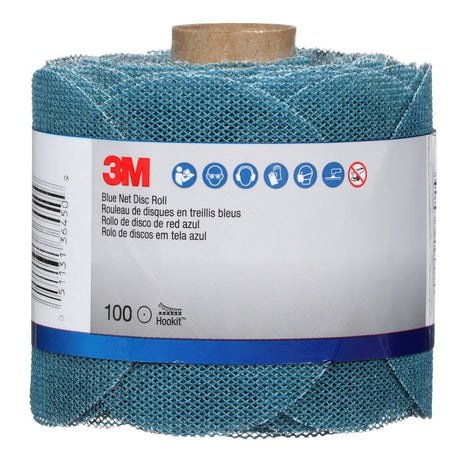 3M Hookit Blue Net Disc Roll, Hook and Loop, Aluminum Oxide 120 Grit, Blue, 3 in, 100 Discs per Roll (36450) (7100254365) - 3