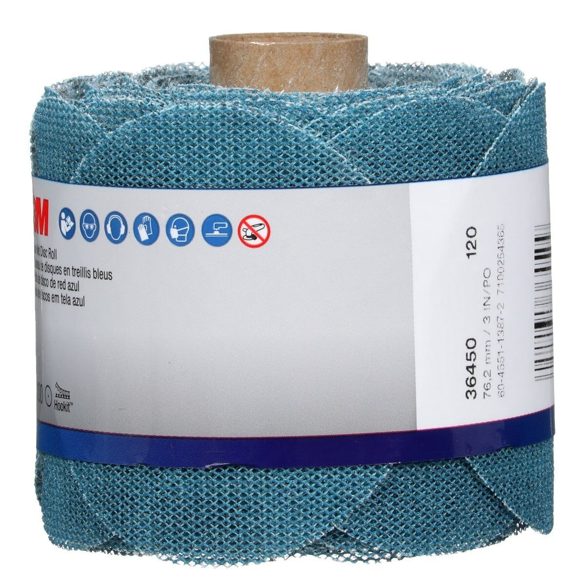 3M Hookit Blue Net Disc Roll, Hook and Loop, Aluminum Oxide 120 Grit, Blue, 3 in, 100 Discs per Roll (36450) (7100254365) - 5