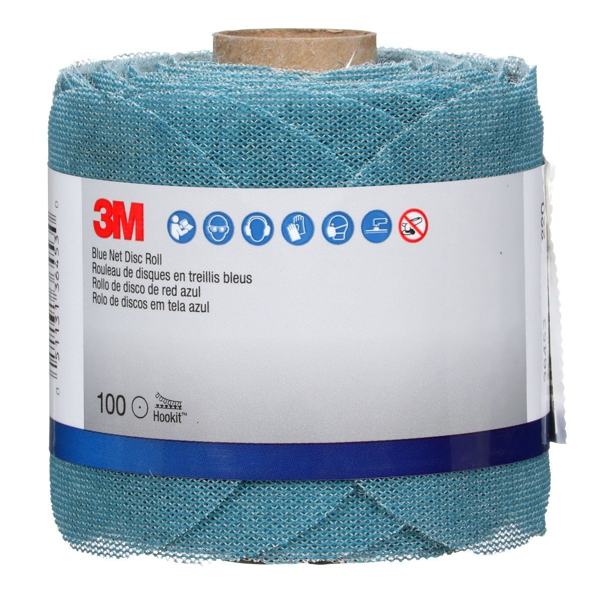 3M 310W Blue Net Disc Roll Hookit, 220 Grit, Blue, 3 in, 100 Discs per Roll (36453) (7100254368)  - (8Pack) - 2