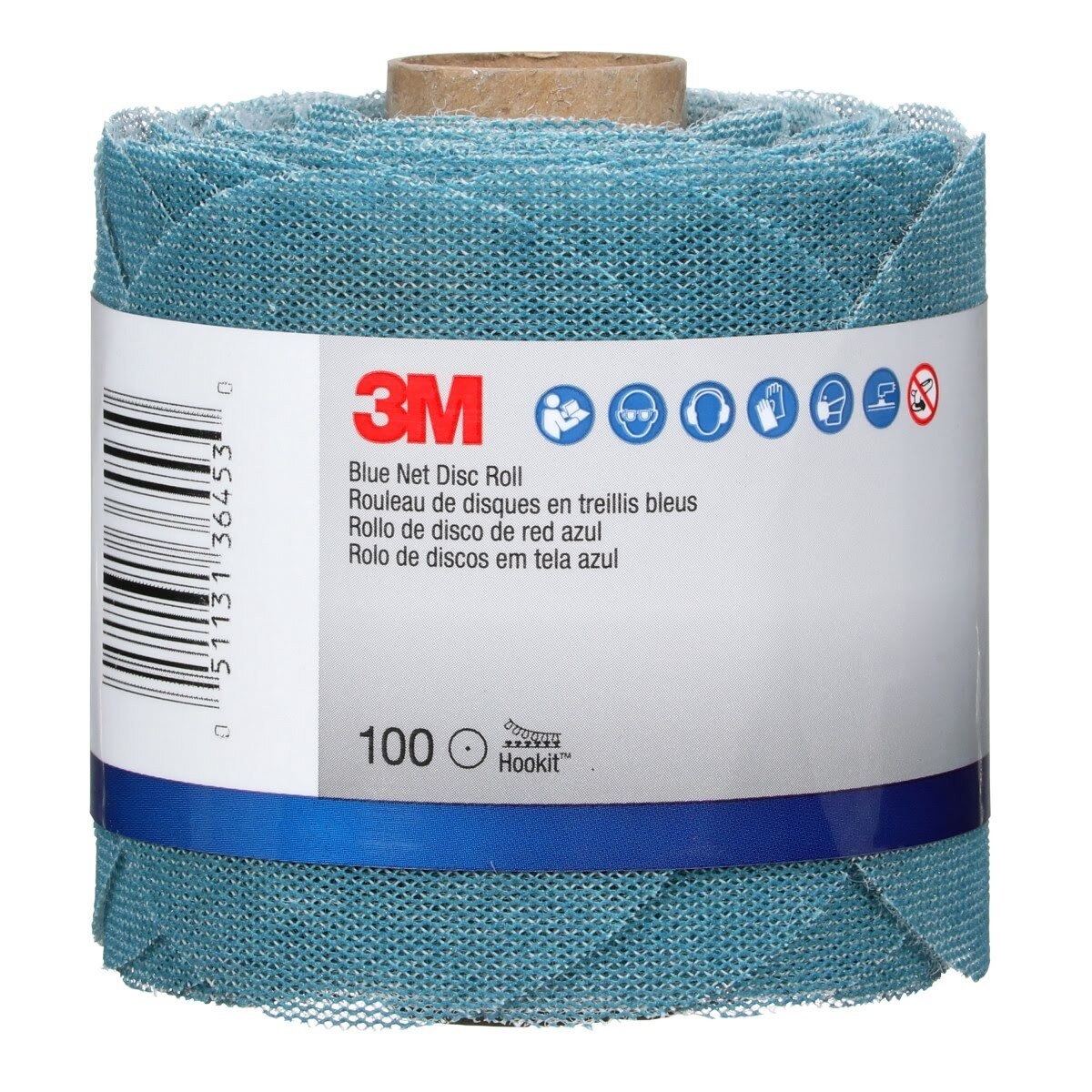 3M 310W Blue Net Disc Roll Hookit, 220 Grit, Blue, 3 in, 100 Discs per Roll (36453) (7100254368)  - (8Pack) - 4
